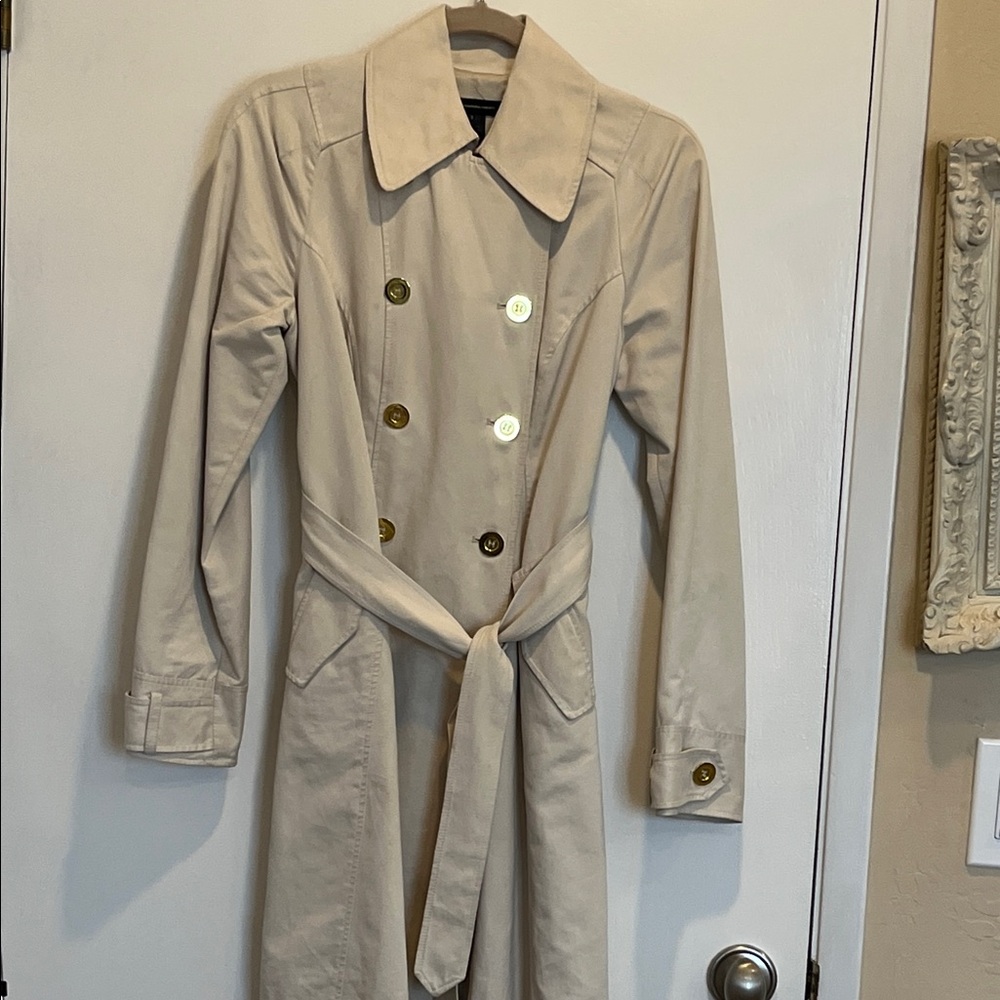 INC International Concepts Beige Double-Breasted Trench Coat